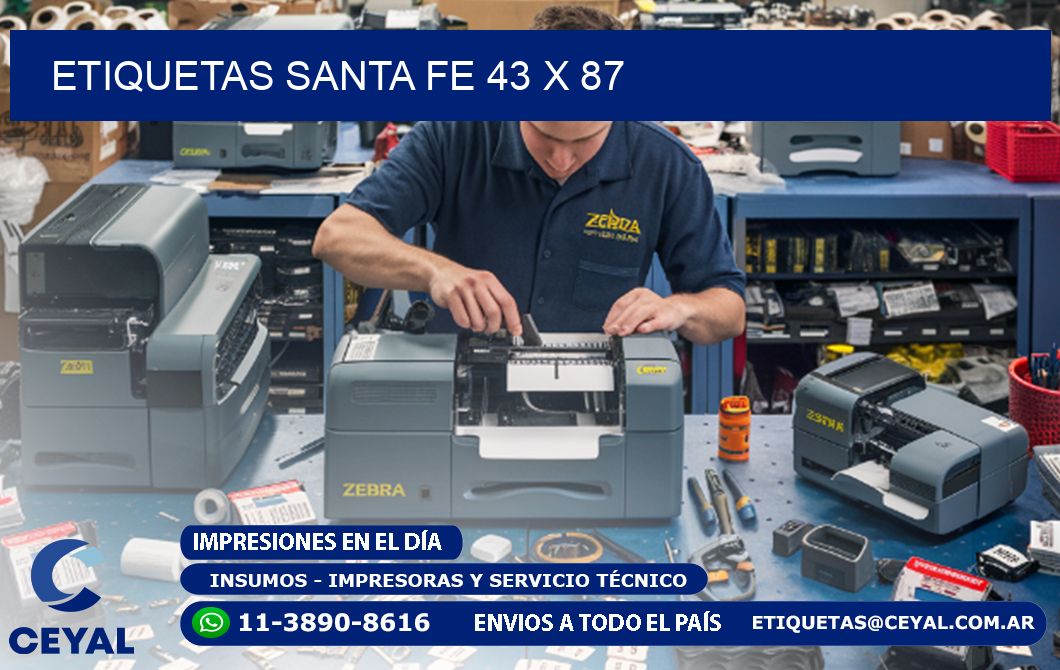 Etiquetas Santa Fe 43 x 87