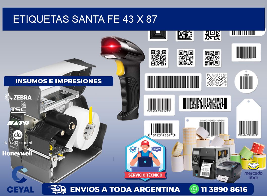 Etiquetas Santa Fe 43 x 87