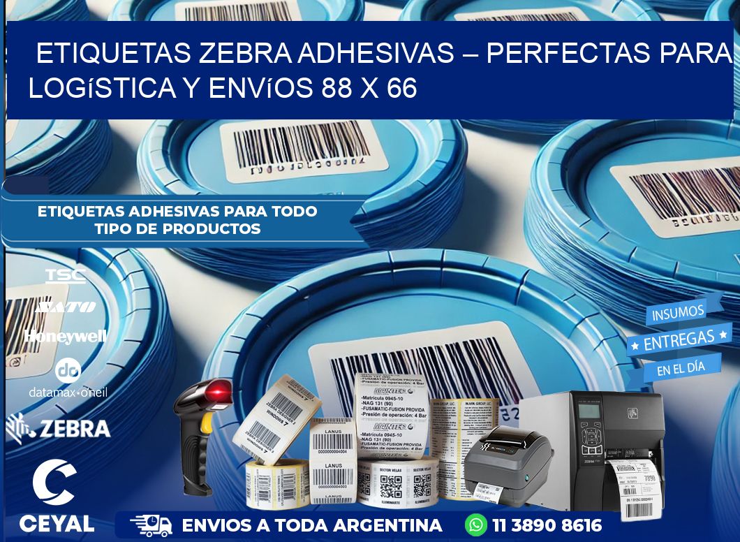 Etiquetas Zebra Adhesivas – Perfectas para Logística y Envíos 88 x 66