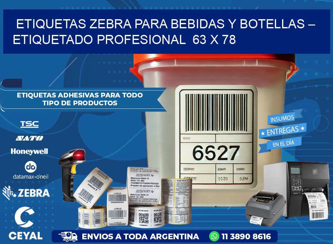 Etiquetas Zebra para Bebidas y Botellas – Etiquetado Profesional  63 x 78