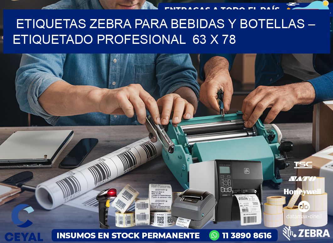 Etiquetas Zebra para Bebidas y Botellas – Etiquetado Profesional  63 x 78