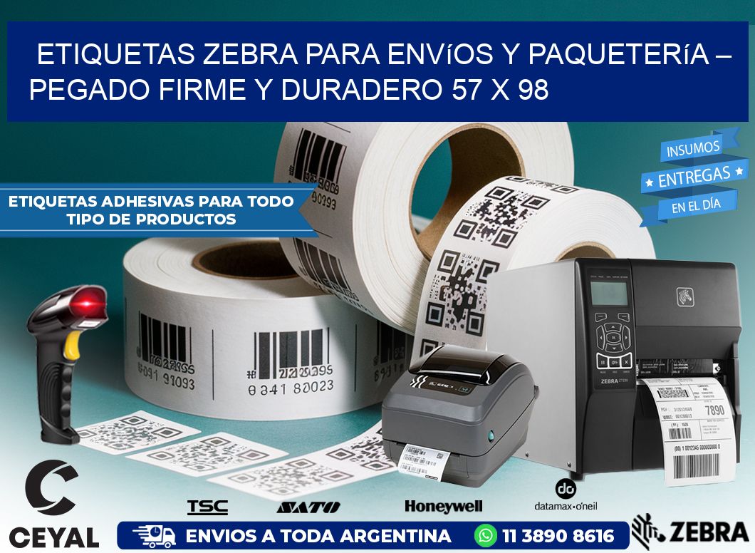 Etiquetas Zebra para Envíos y Paquetería – Pegado Firme y Duradero 57 x 98