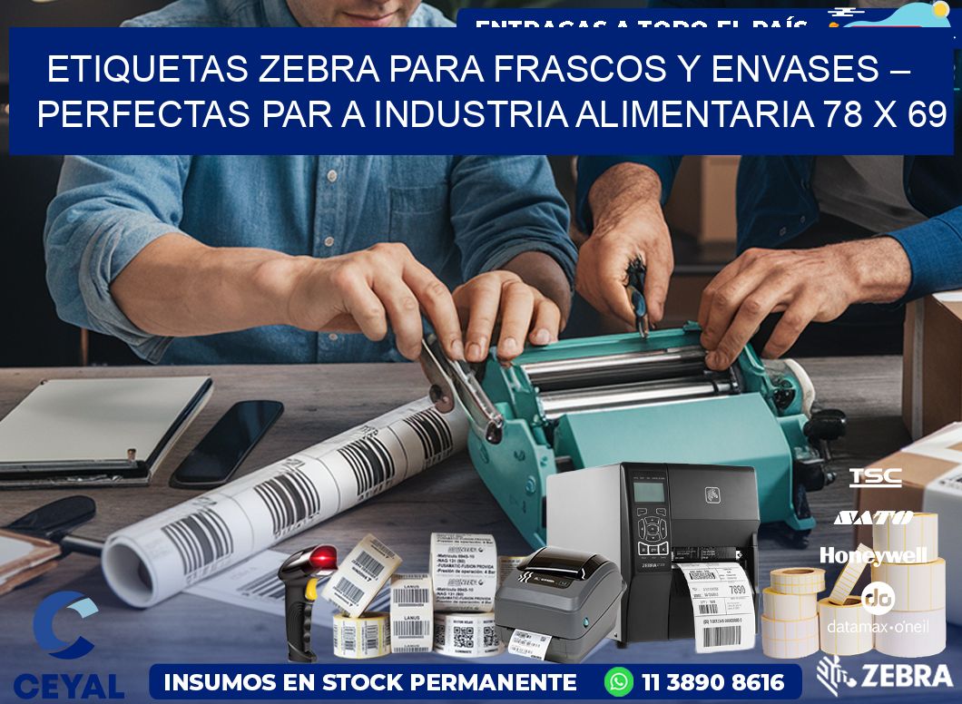 Etiquetas Zebra para Frascos y Envases – Perfectas par a Industria Alimentaria 78 x 69
