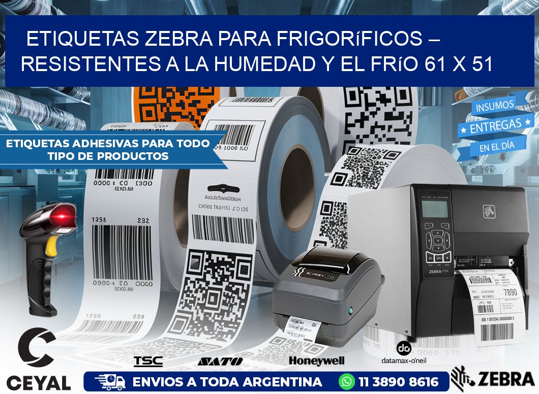 Etiquetas Zebra para Frigoríficos – Resistentes a la Humedad y el Frío 61 x 51