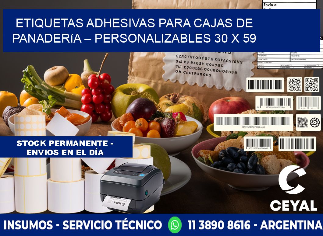 Etiquetas adhesivas para cajas de panadería – Personalizables 30 x 59