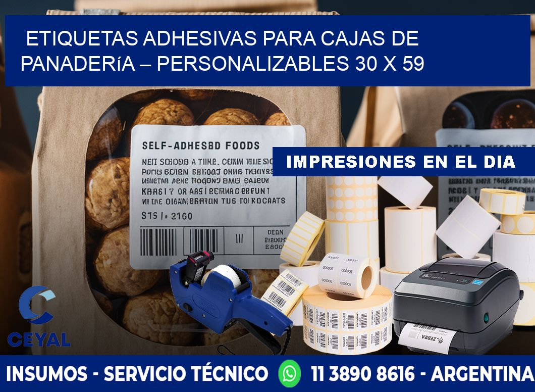 Etiquetas adhesivas para cajas de panadería – Personalizables 30 x 59