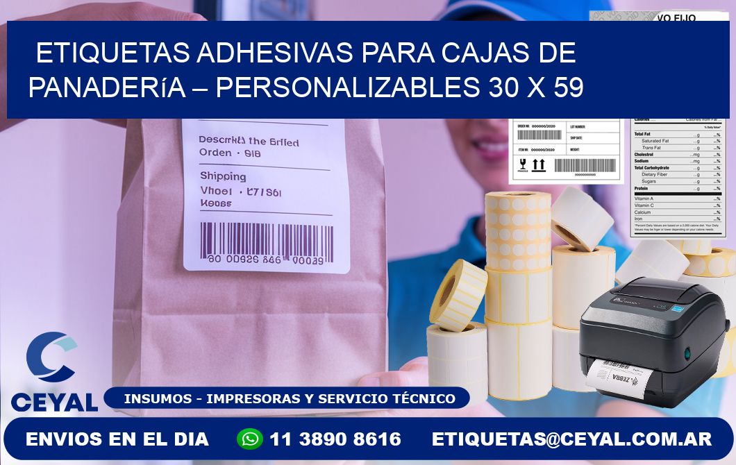 Etiquetas adhesivas para cajas de panadería – Personalizables 30 x 59