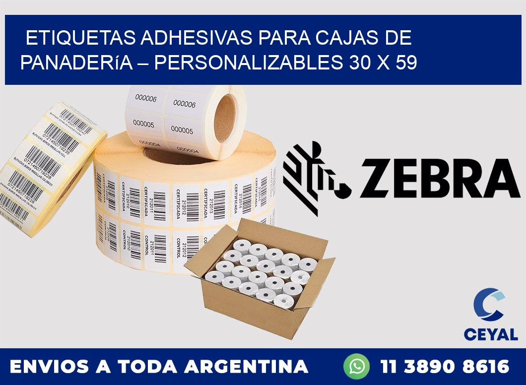 Etiquetas adhesivas para cajas de panadería – Personalizables 30 x 59