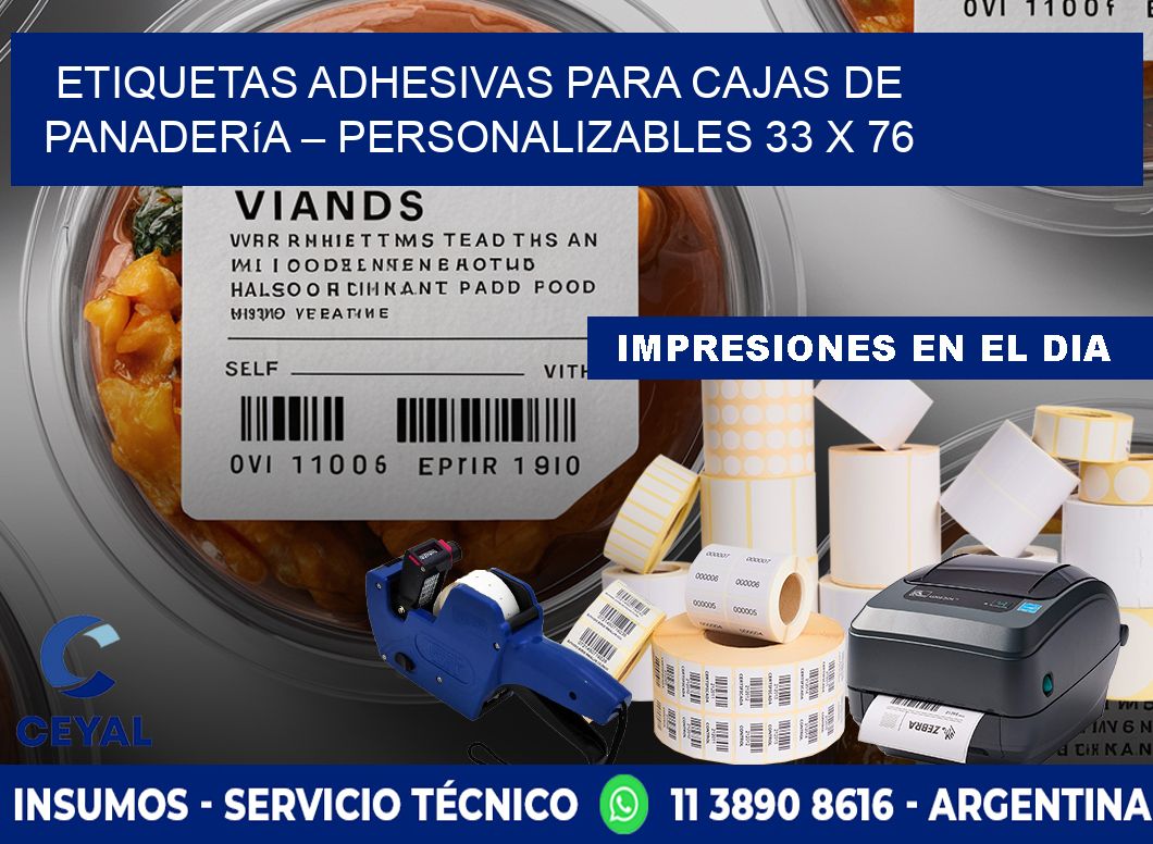 Etiquetas adhesivas para cajas de panadería – Personalizables 33 x 76