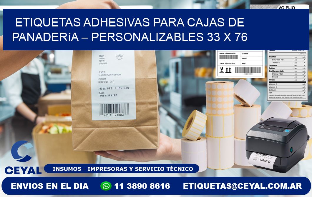 Etiquetas adhesivas para cajas de panadería – Personalizables 33 x 76