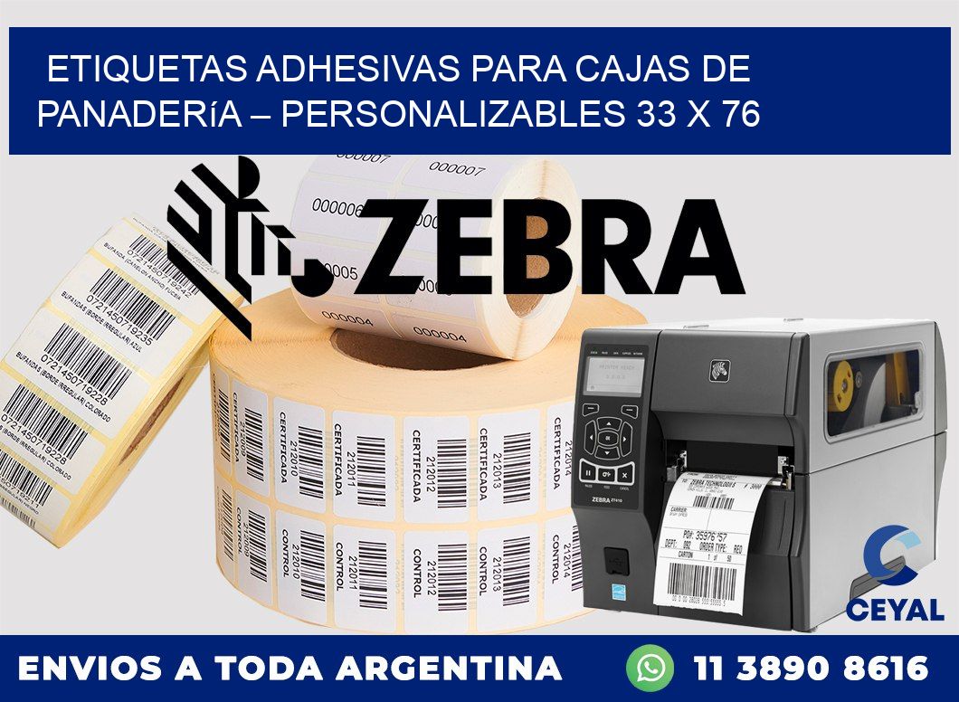 Etiquetas adhesivas para cajas de panadería – Personalizables 33 x 76
