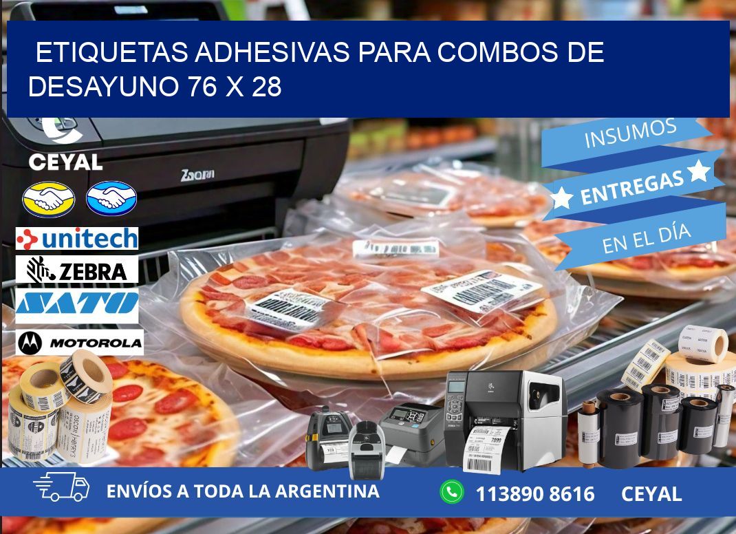 Etiquetas adhesivas para combos de desayuno 76 x 28