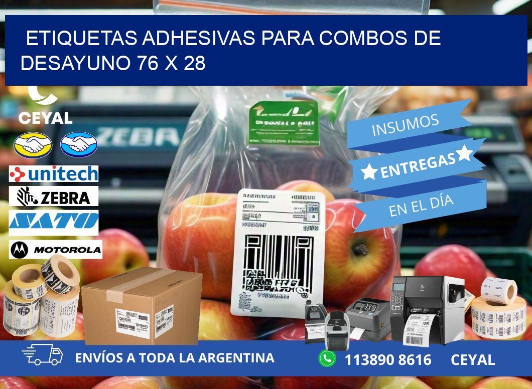 Etiquetas adhesivas para combos de desayuno 76 x 28