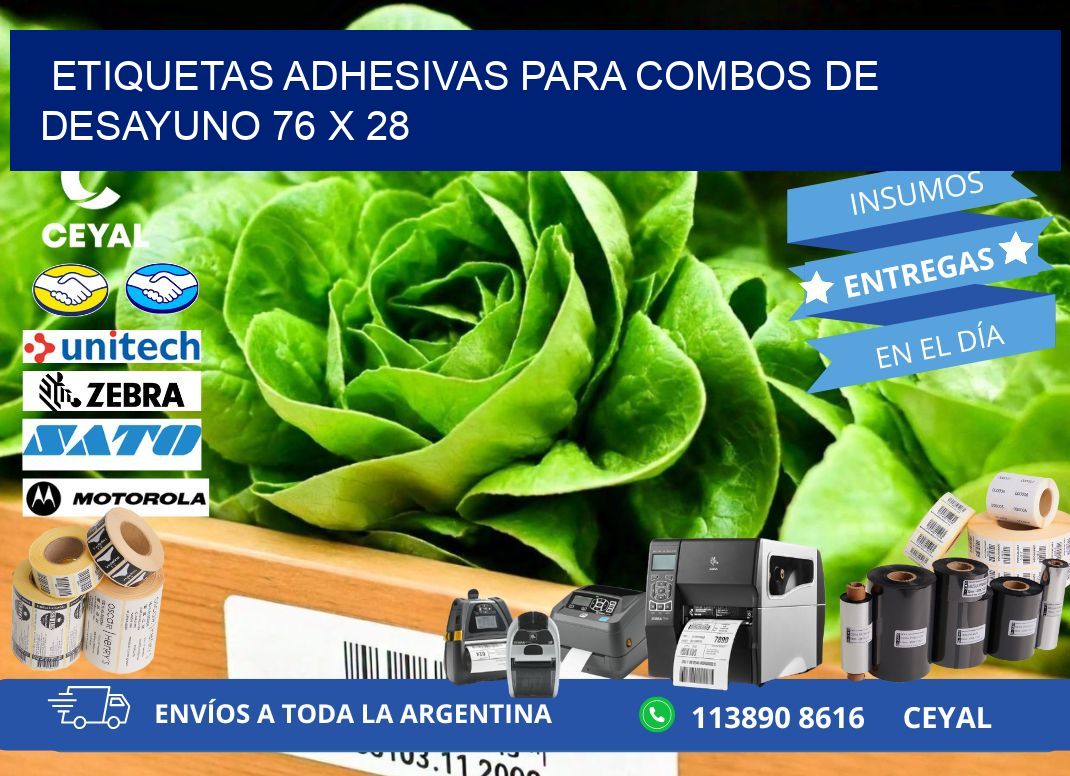 Etiquetas adhesivas para combos de desayuno 76 x 28