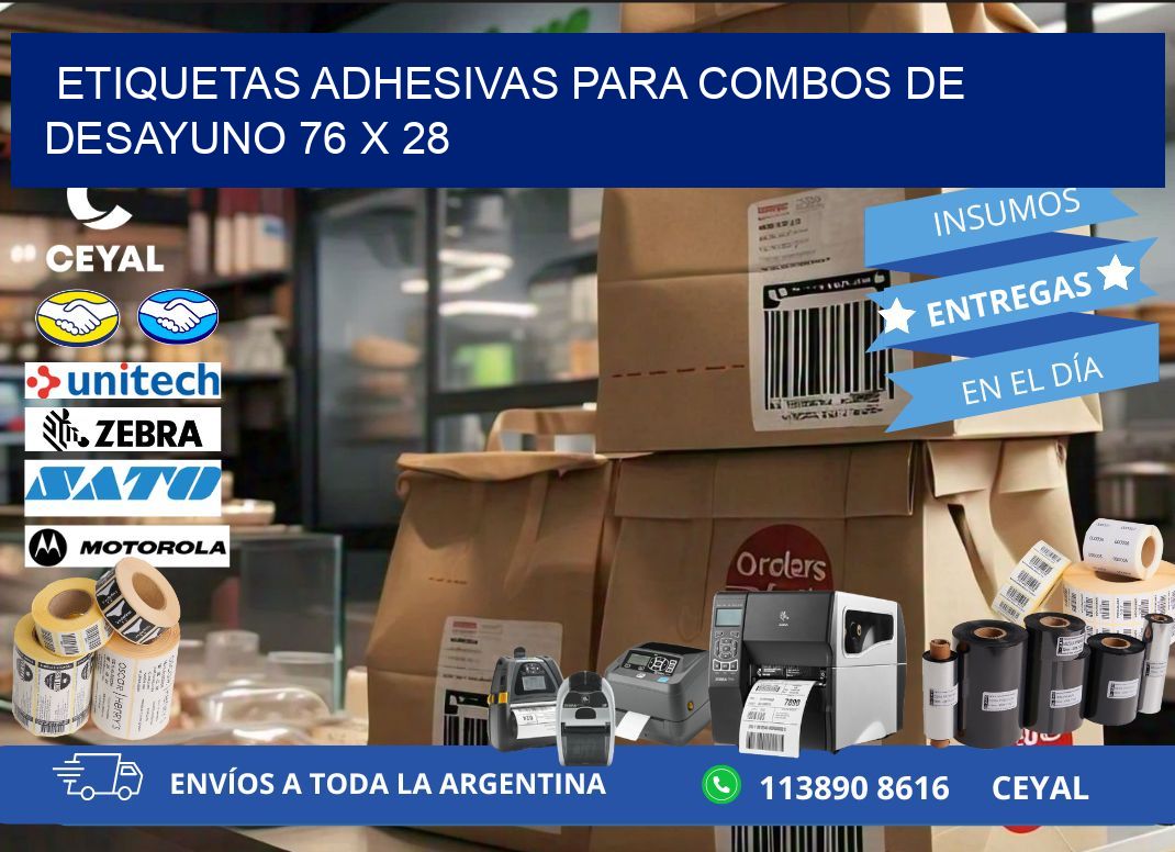 Etiquetas adhesivas para combos de desayuno 76 x 28