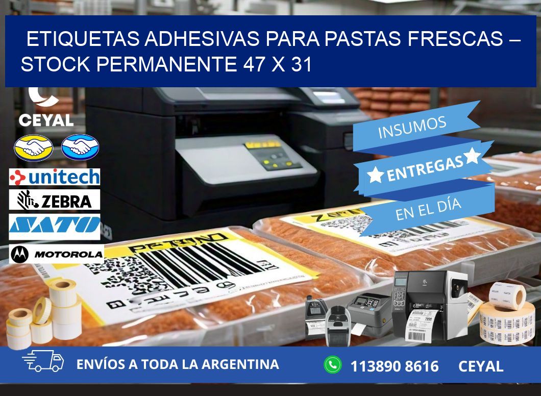 Etiquetas adhesivas para pastas frescas – Stock permanente 47 x 31