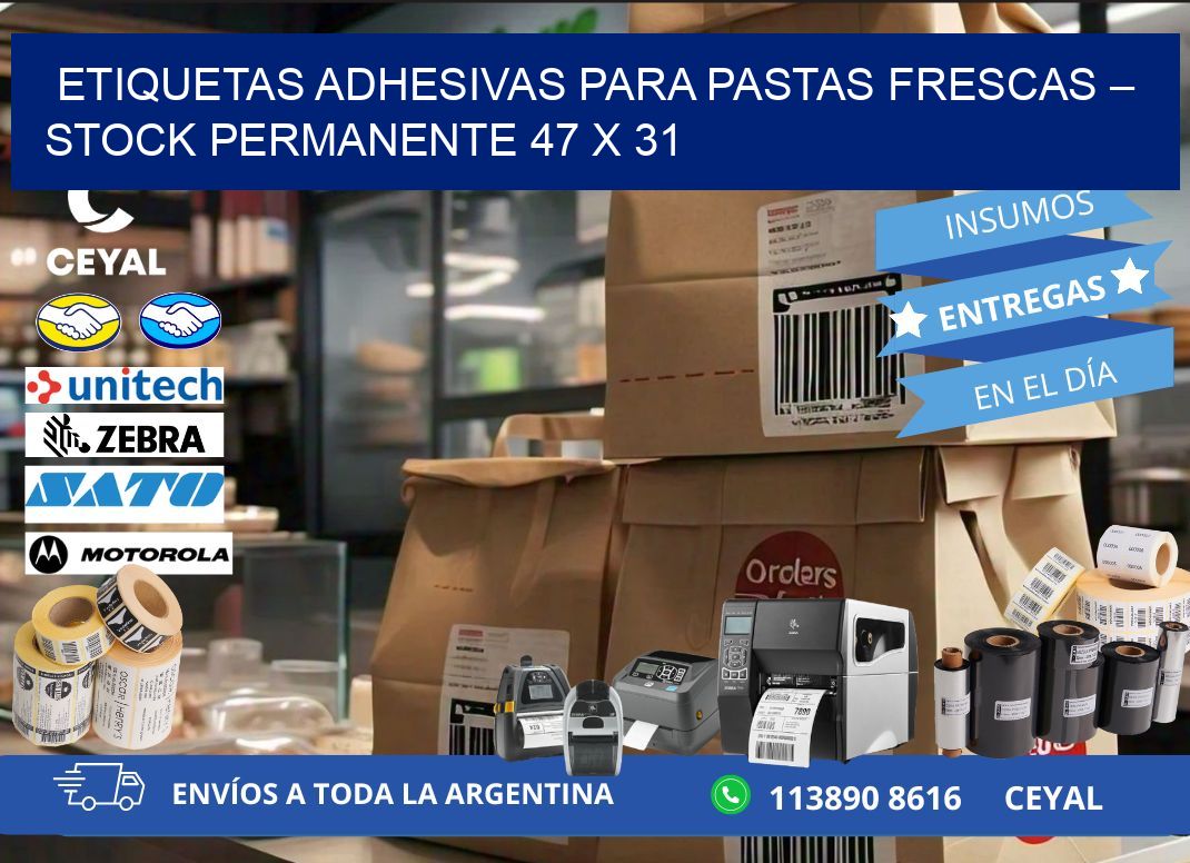 Etiquetas adhesivas para pastas frescas – Stock permanente 47 x 31