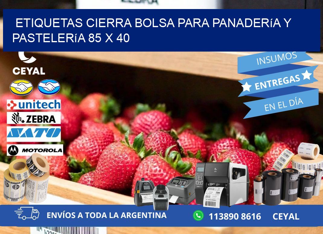 Etiquetas cierra bolsa para panadería y pastelería 85 x 40