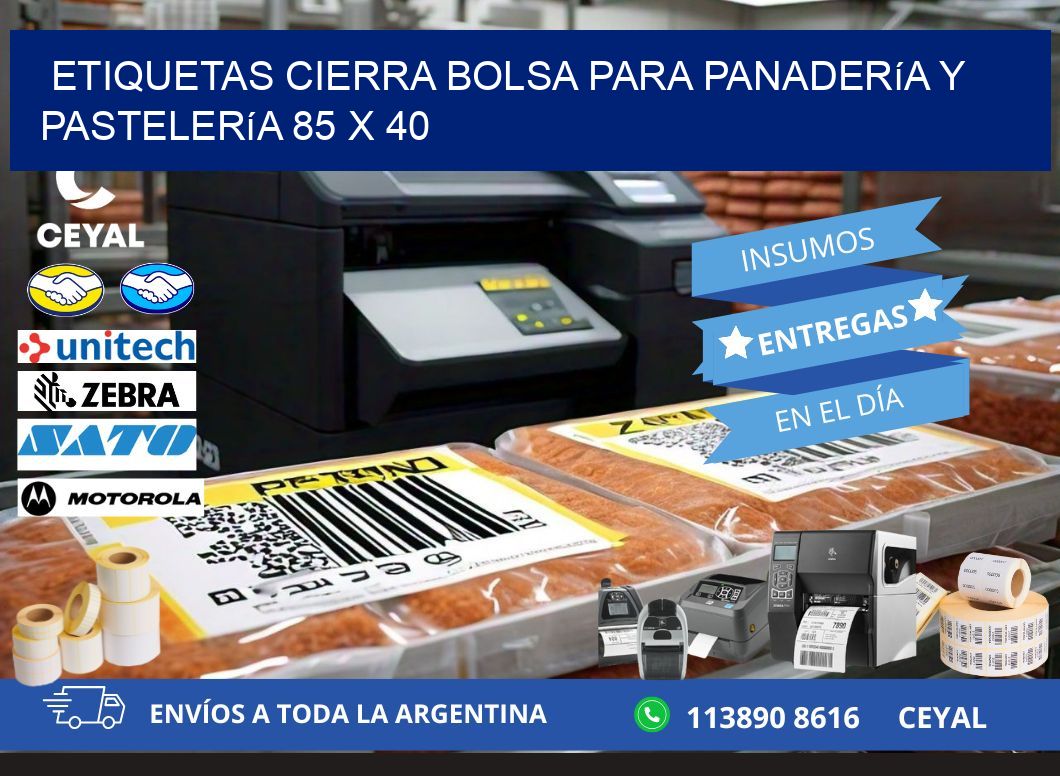 Etiquetas cierra bolsa para panadería y pastelería 85 x 40