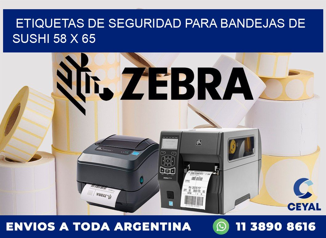 Etiquetas de seguridad para bandejas de sushi 58 x 65
