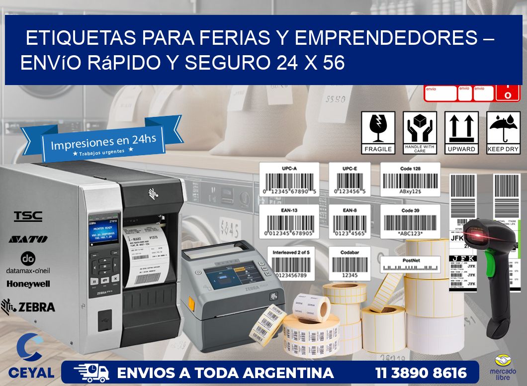 Etiquetas para Ferias y Emprendedores – Envío Rápido y Seguro 24 x 56