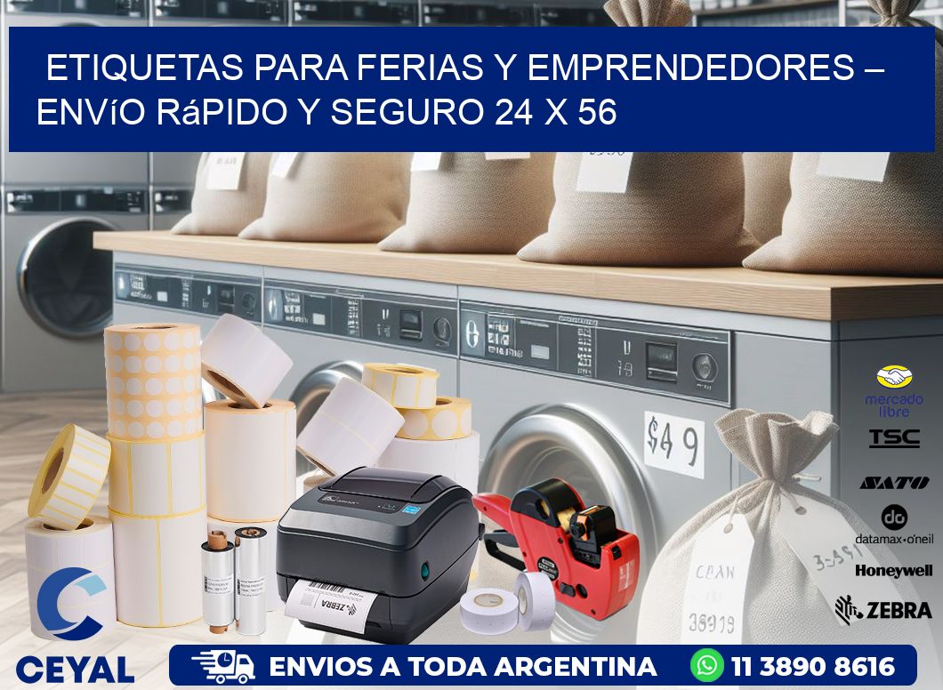 Etiquetas para Ferias y Emprendedores – Envío Rápido y Seguro 24 x 56