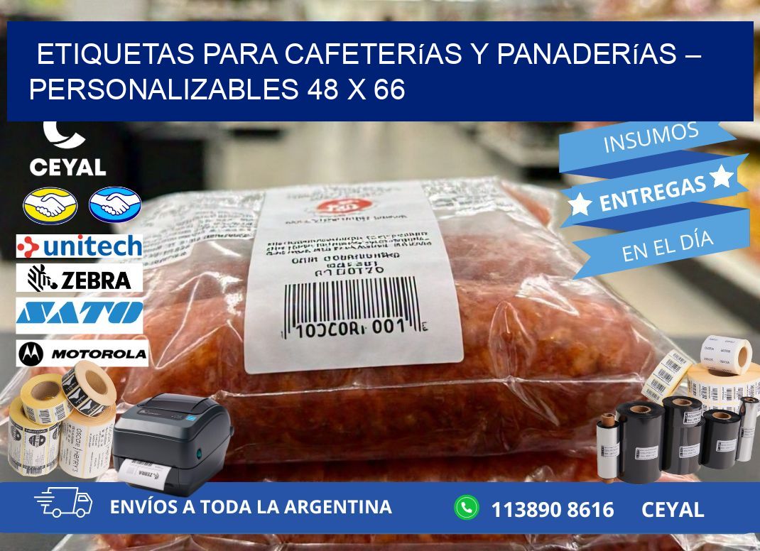 Etiquetas para cafeterías y panaderías – Personalizables 48 x 66