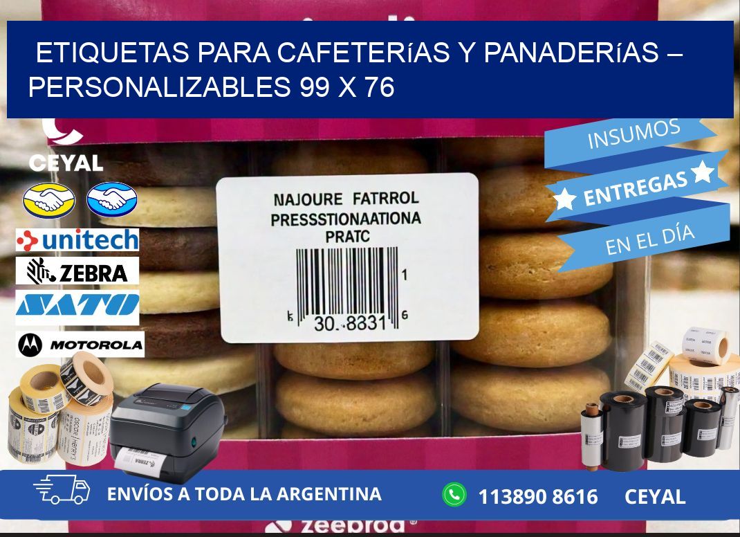 Etiquetas para cafeterías y panaderías – Personalizables 99 x 76