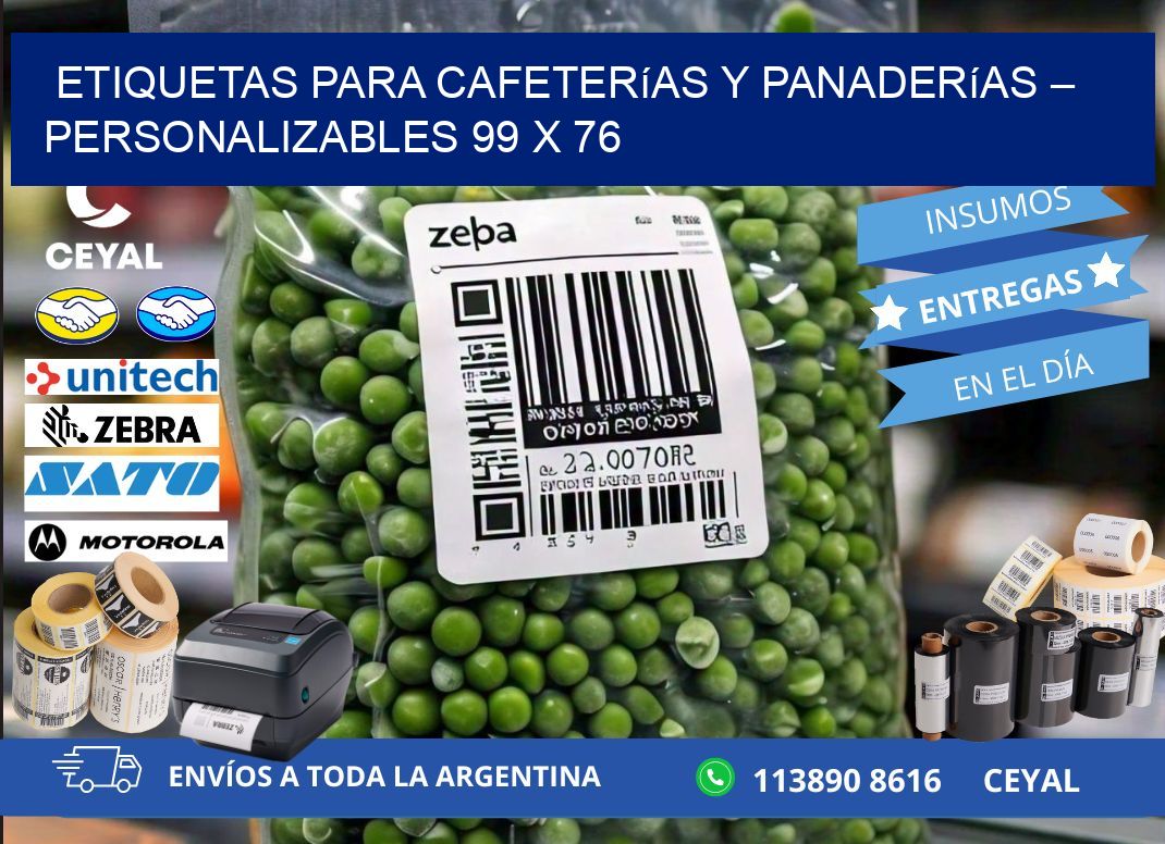 Etiquetas para cafeterías y panaderías – Personalizables 99 x 76