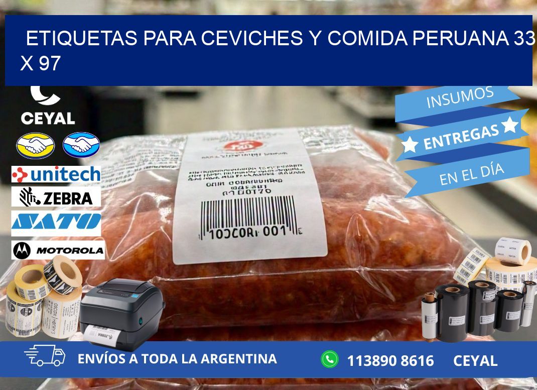 Etiquetas para ceviches y comida peruana 33 x 97