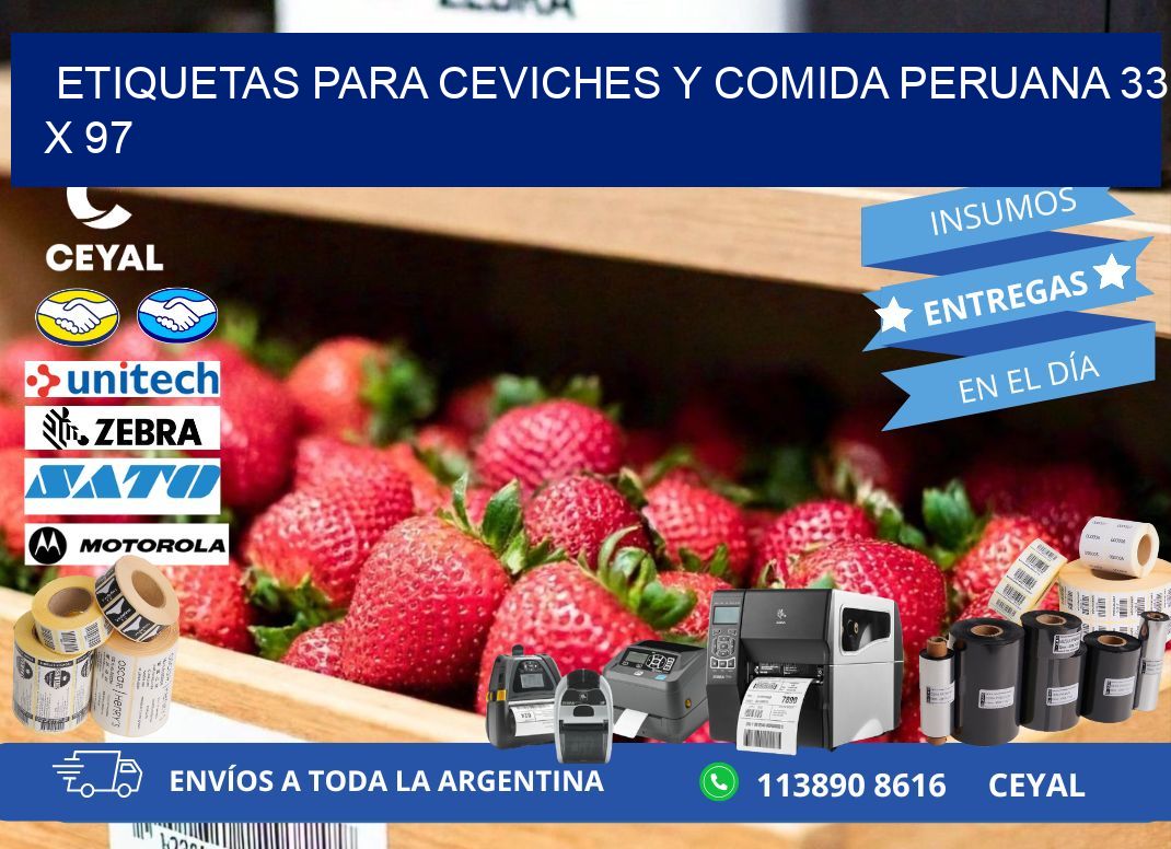 Etiquetas para ceviches y comida peruana 33 x 97