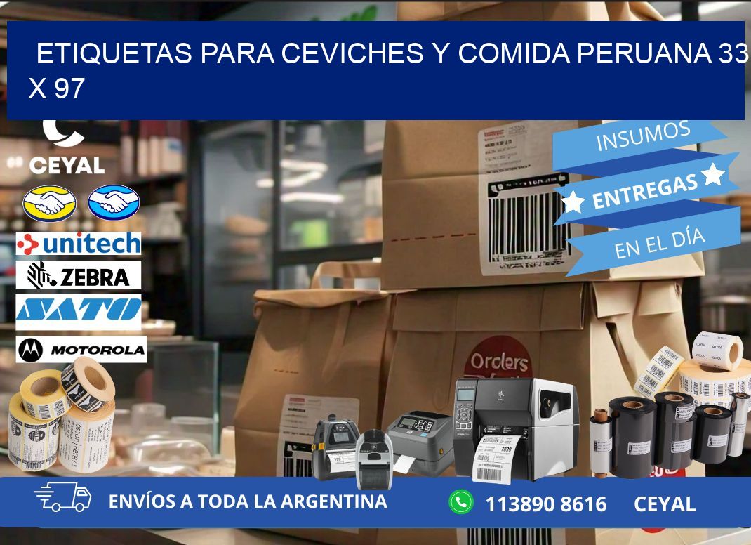 Etiquetas para ceviches y comida peruana 33 x 97