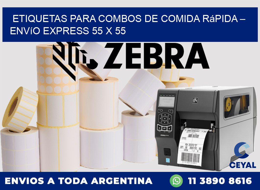 Etiquetas para combos de comida rápida – Envío express 55 x 55