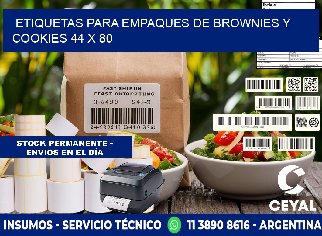 Etiquetas para empaques de brownies y cookies 44 x 80