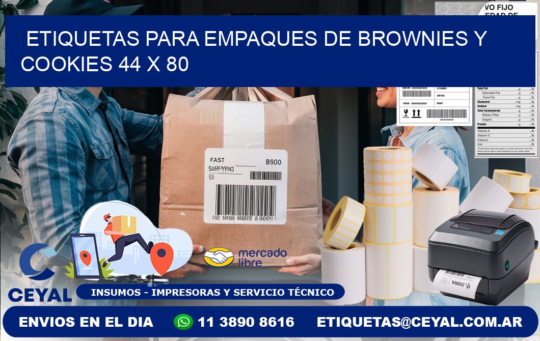 Etiquetas para empaques de brownies y cookies 44 x 80