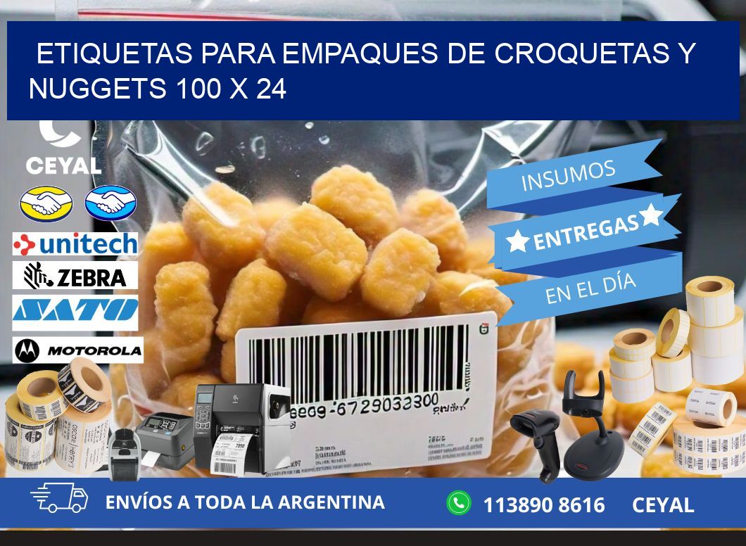 Etiquetas para empaques de croquetas y nuggets 100 x 24