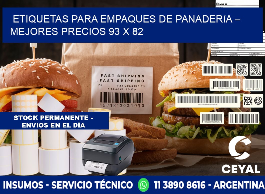 Etiquetas para empaques de panadería – Mejores precios 93 x 82