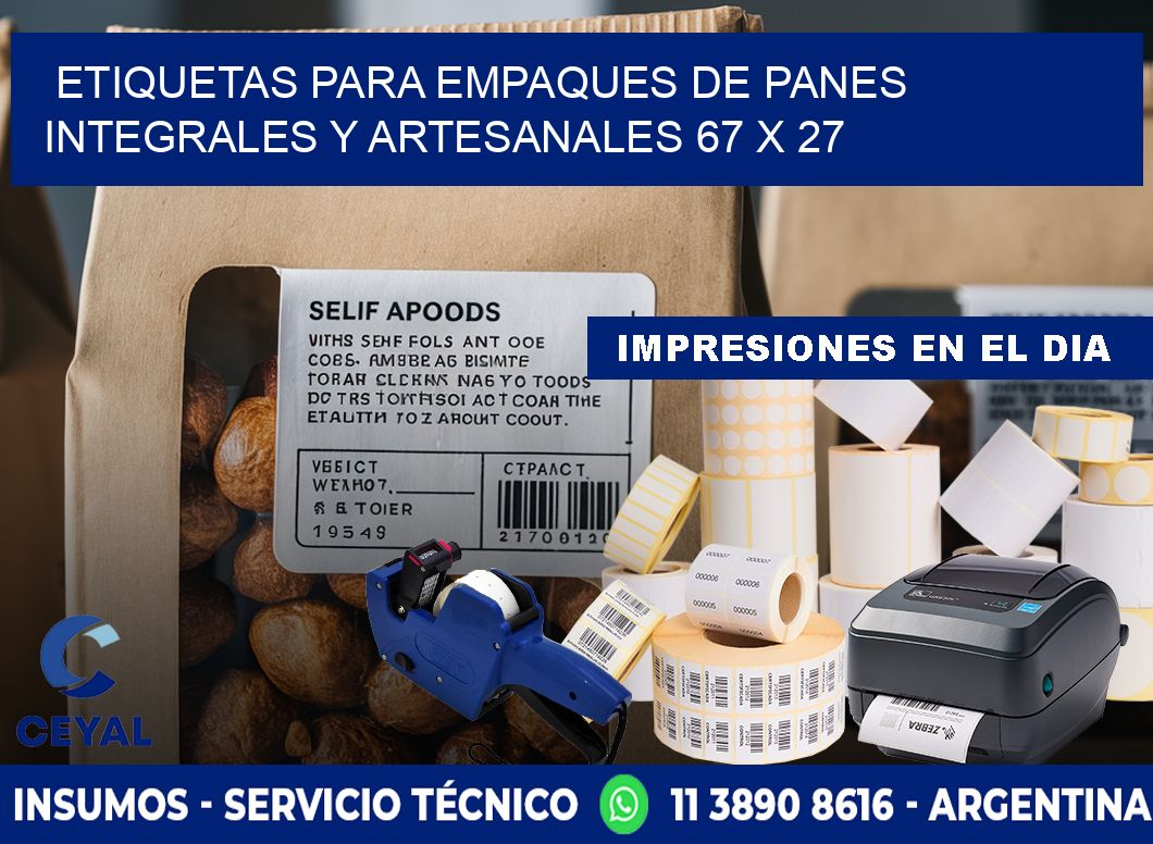 Etiquetas para empaques de panes integrales y artesanales 67 x 27