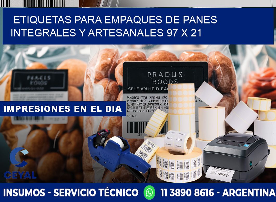 Etiquetas para empaques de panes integrales y artesanales 97 x 21