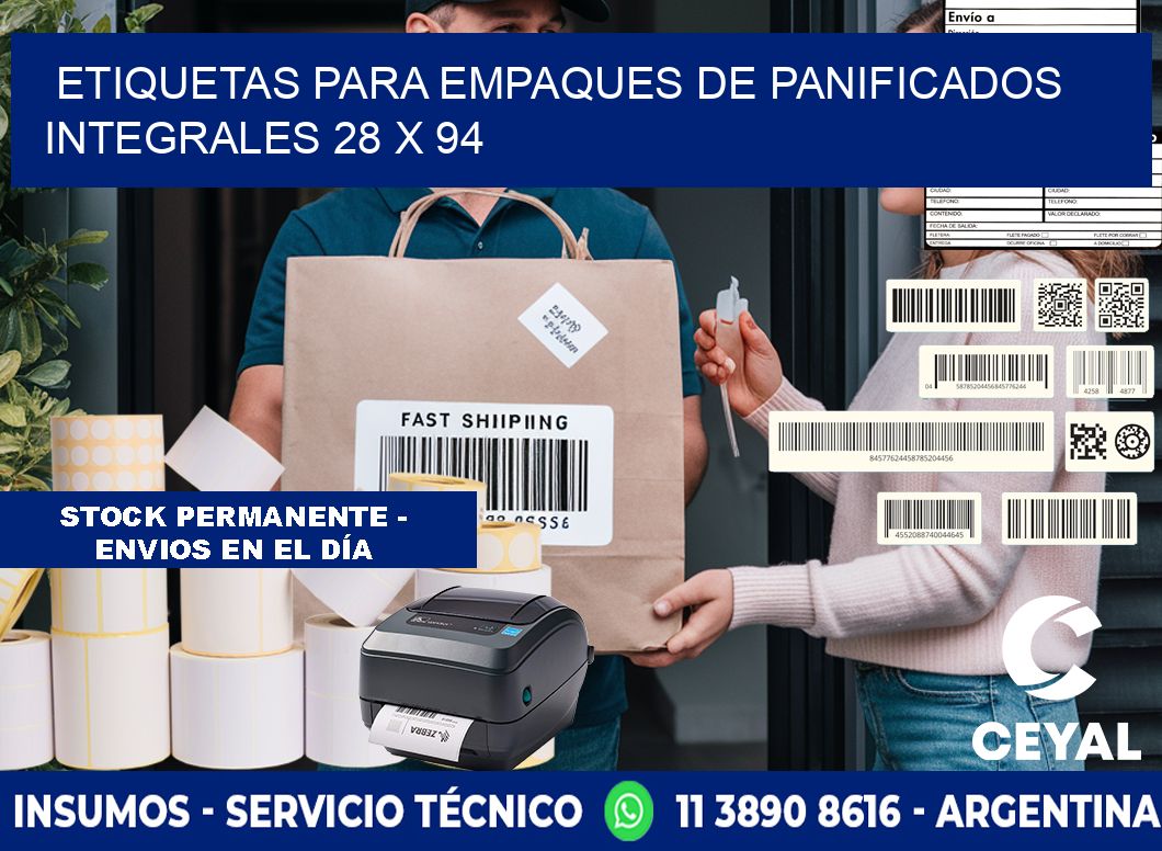 Etiquetas para empaques de panificados integrales 28 x 94