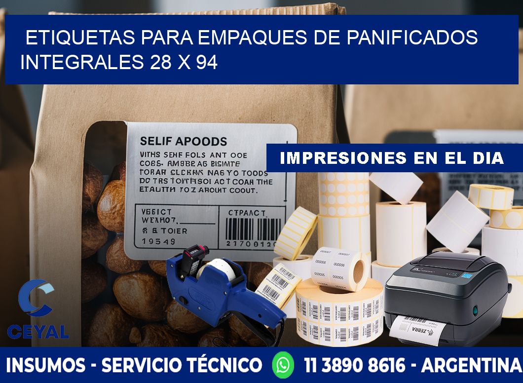 Etiquetas para empaques de panificados integrales 28 x 94