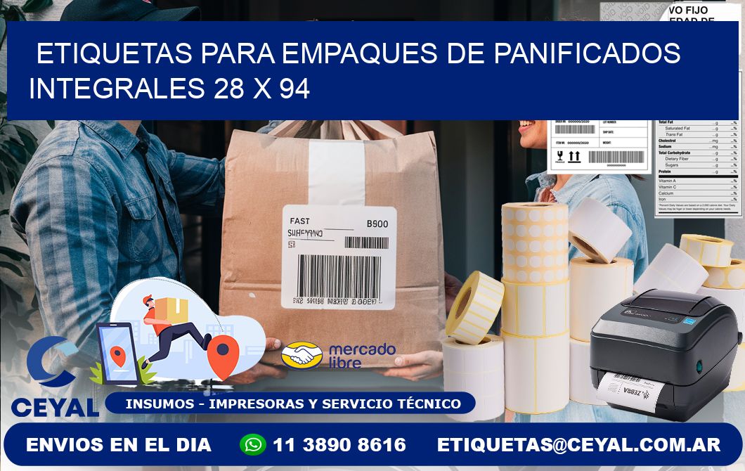 Etiquetas para empaques de panificados integrales 28 x 94