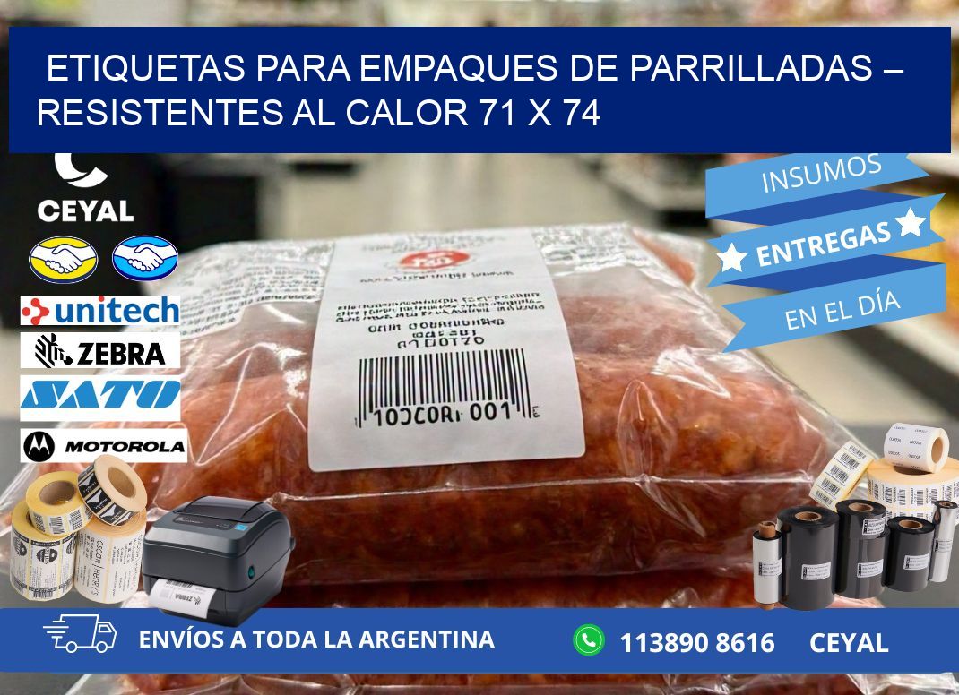Etiquetas para empaques de parrilladas – Resistentes al calor 71 x 74