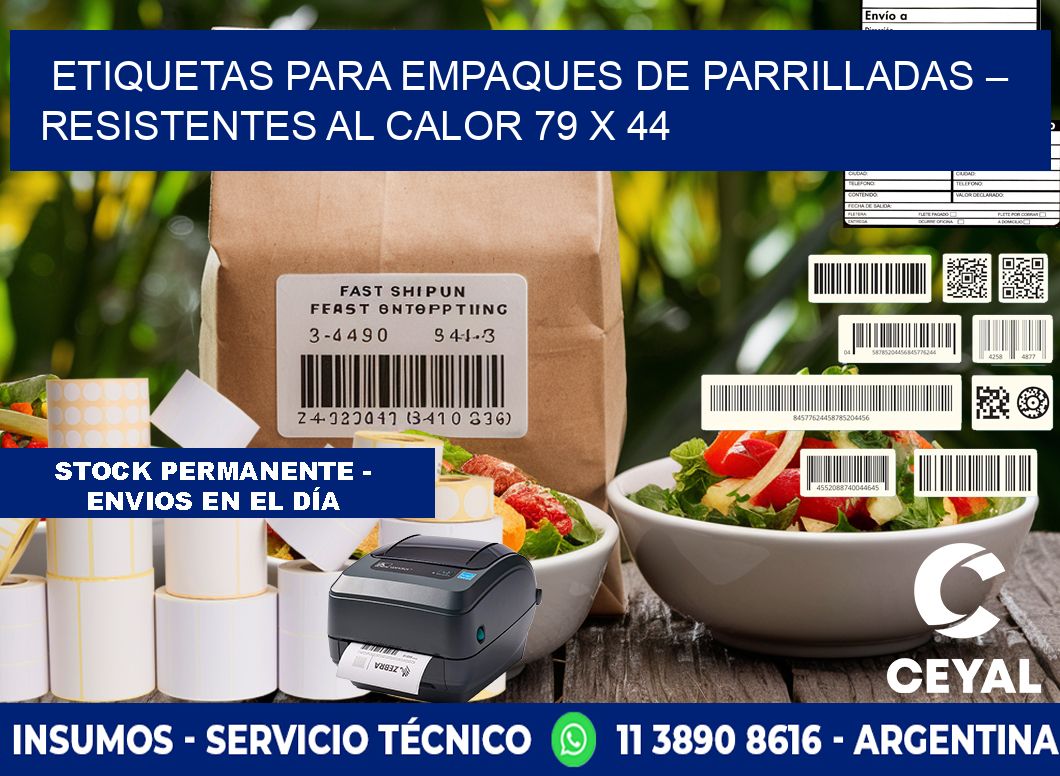 Etiquetas para empaques de parrilladas – Resistentes al calor 79 x 44