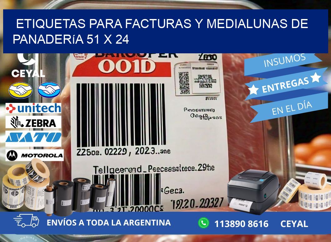 Etiquetas para facturas y medialunas de panadería 51 x 24