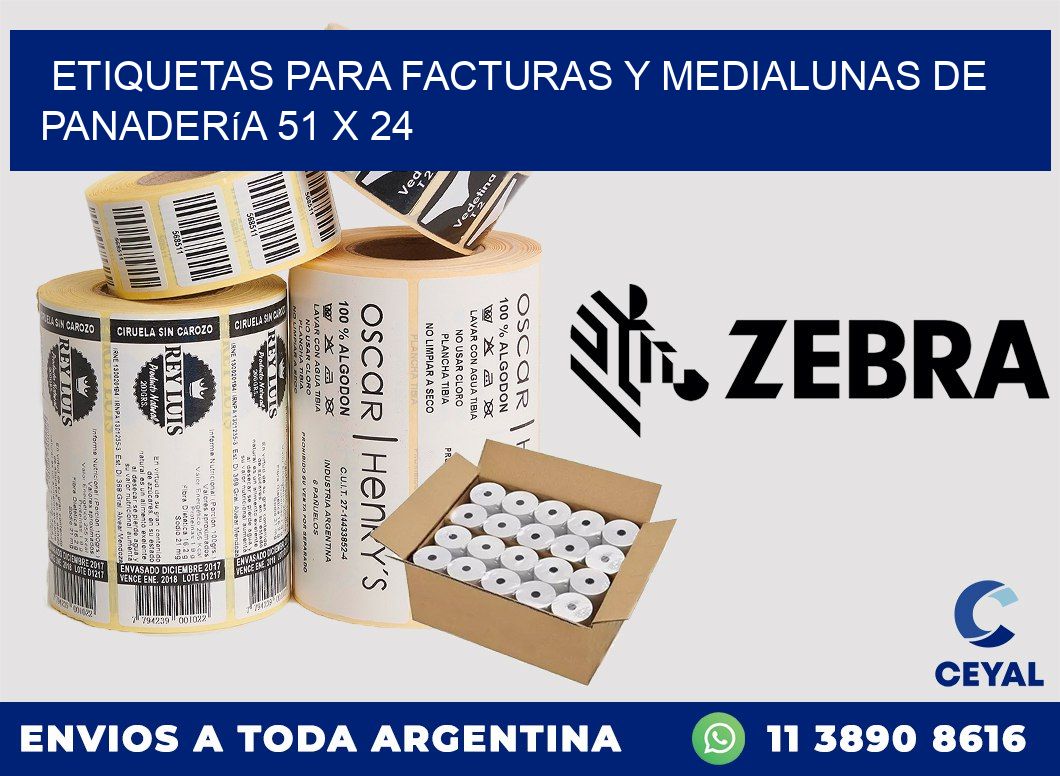 Etiquetas para facturas y medialunas de panadería 51 x 24