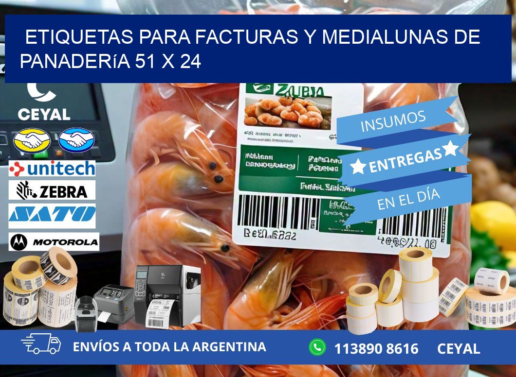 Etiquetas para facturas y medialunas de panadería 51 x 24