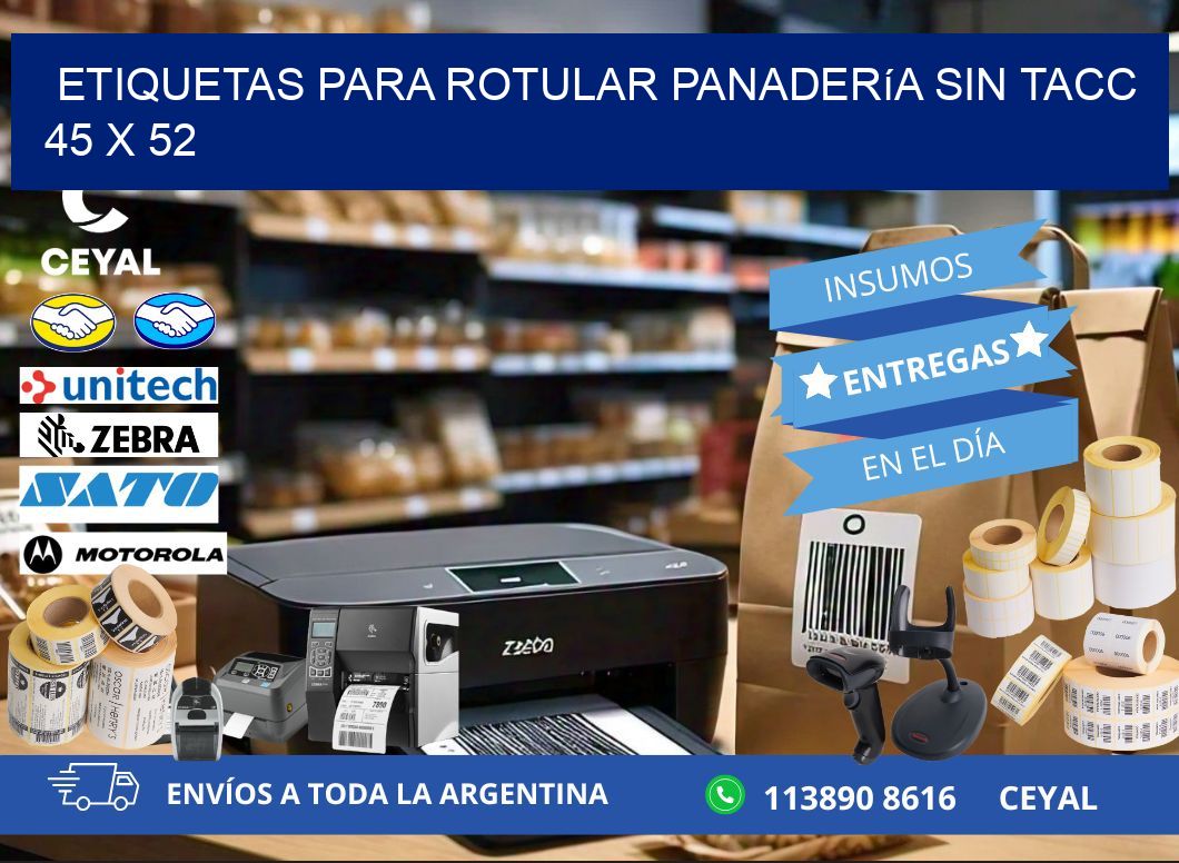 Etiquetas para rotular panadería sin TACC 45 x 52