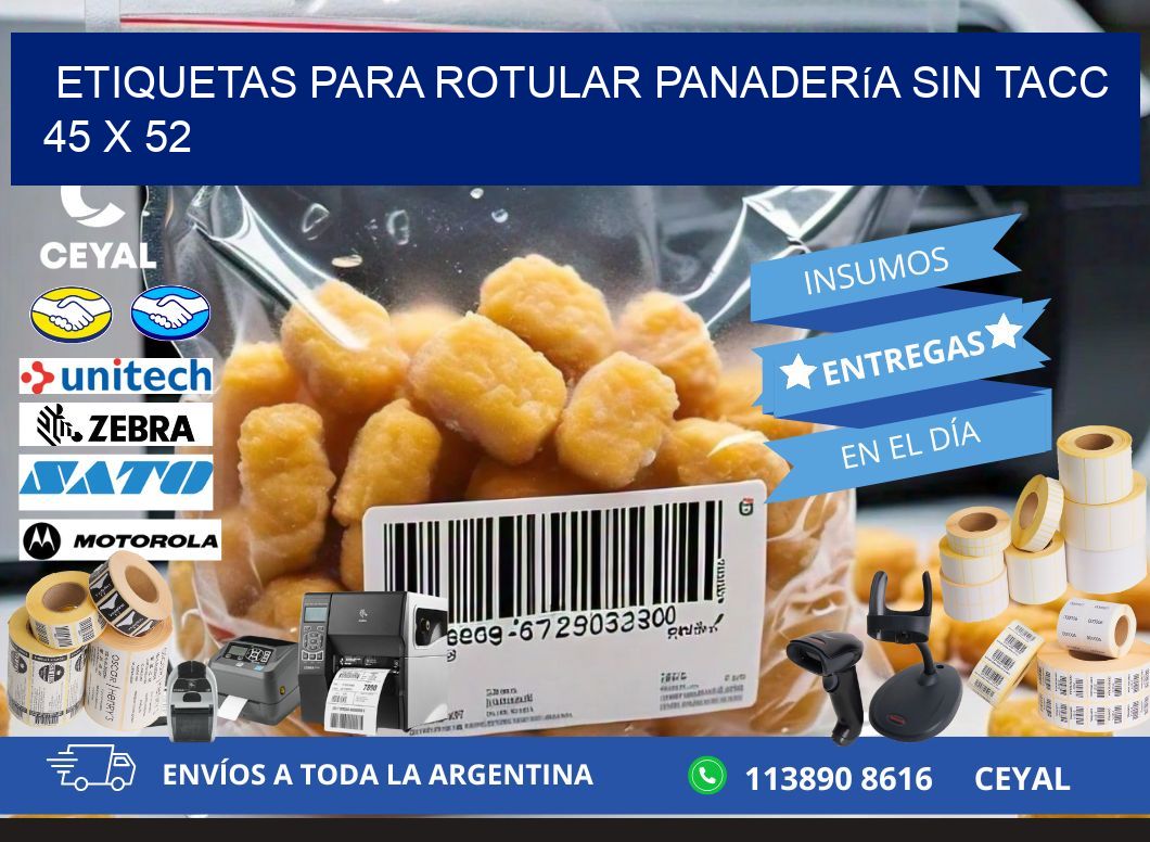 Etiquetas para rotular panadería sin TACC 45 x 52