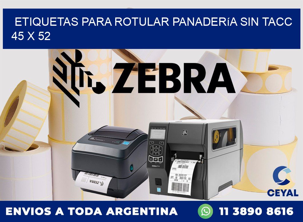 Etiquetas para rotular panadería sin TACC 45 x 52